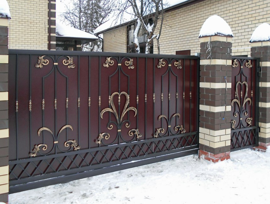 Кованые ворота откатные цена: 11900 руб/м2